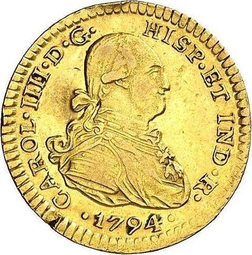 Аверс монеты - 1 эскудо 1794 года Mo FM - цена золотой монеты - Мексика, Карл IV