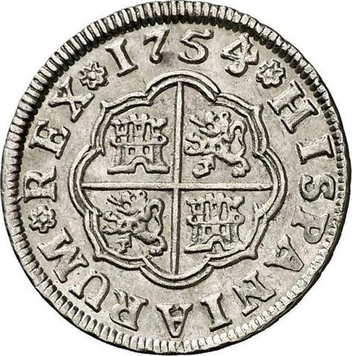Реверс монеты - 1 реал 1754 года S PJ - цена серебряной монеты - Испания, Фердинанд VI