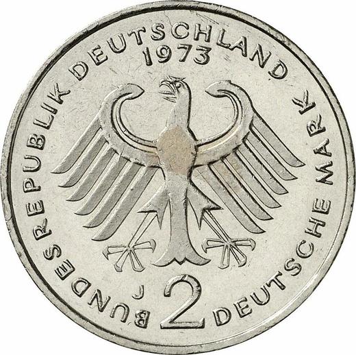 Rewers monety - 2 marki 1973 J "Theodor Heuss" - cena  monety - Niemcy, RFN