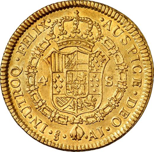 Реверс монеты - 4 эскудо 1800 года So AJ - цена золотой монеты - Чили, Карл IV