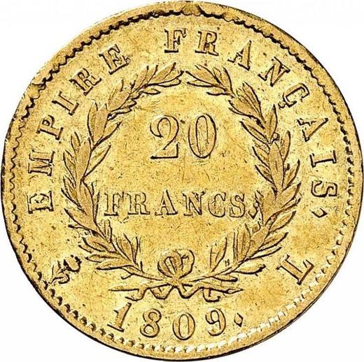 Reverse 20 Francs 1809 L "Type 1809-1815" Bayonne - France, Napoleon I