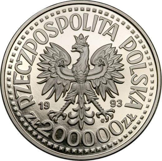 Аверс монеты - Пробные 200000 злотых 1993 года MW BCH "Движение сопротивления" Никель - цена  монеты - Польша, III Республика до деноминации