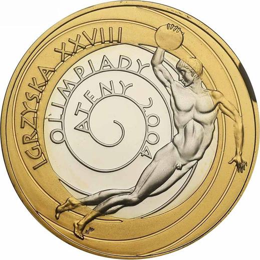 Реверс монеты - 10 злотых 2004 года MW UW "XXVIII летние Олимпийские Игры - Афины 2004" Метание диска - цена серебряной монеты - Польша, III Республика после деноминации