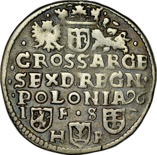 Реверс монеты - Шестак (6 грошей) 1596 года IF SC HR - цена серебряной монеты - Польша, Сигизмунд III Ваза