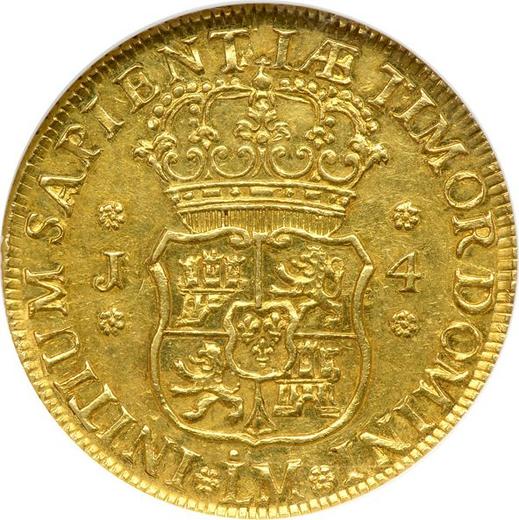 Reverso 4 escudos 1753 LM J - valor de la moneda de oro - Perú, Fernando VI