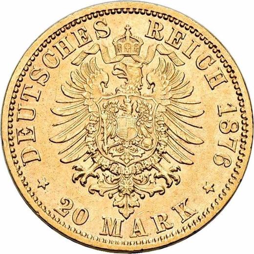 Reverso 20 marcos 1876 E "Sajonia" - valor de la moneda de oro - Alemania, Imperio alemán