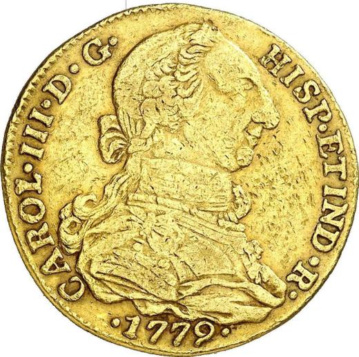 Awers monety - 4 escudo 1779 NR JJ - cena złotej monety - Kolumbia, Karol III