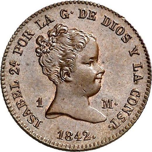 Аверс монеты - 1 мараведи 1842 года DG - цена  монеты - Испания, Изабелла II