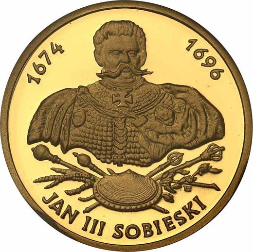 Reverso 100 eslotis 2001 MV ET "Juan III Sobieski" - valor de la moneda de oro - Polonia, República moderna