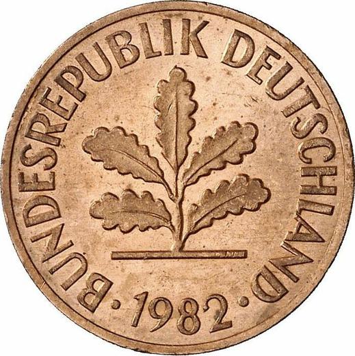Реверс монеты - 2 пфеннига 1982 года G - цена  монеты - Германия, ФРГ