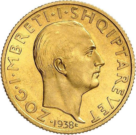 Anverso Pruebas 20 franga ari 1938 R "Reinado" Inscripción PROVA - valor de la moneda de oro - Albania, Zog I