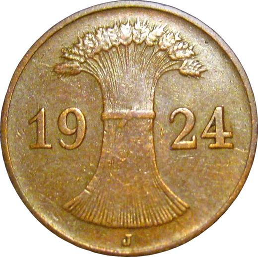 Реверс монеты - 1 рентенпфенниг 1924 года J - цена  монеты - Германия, Bеймарская республика