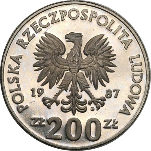 Аверс монеты - Пробные 200 злотых 1987 года MW ET "Чемпионат Европы по футболу 1988" Никель - цена  монеты - Польша, Народная Республика