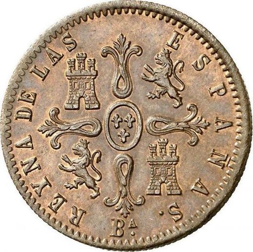 Реверс монеты - 8 мараведи 1855 года Ba "Номинал на аверсе" - цена  монеты - Испания, Изабелла II