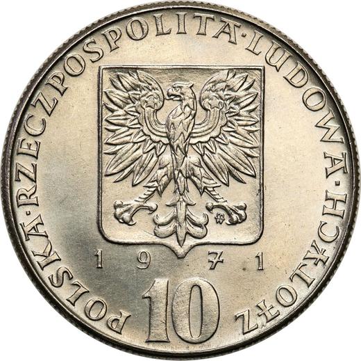 Аверс монеты - Пробные 10 злотых 1971 года MW "ФАО" Никель - цена  монеты - Польша, Народная Республика