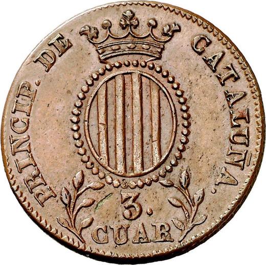 Revers 3 Cuartos 1837 "Katalonien" - Münze Wert - Spanien, Isabella II