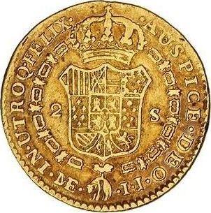 Rewers monety - 2 escudo 1795 IJ - cena złotej monety - Peru, Karol IV