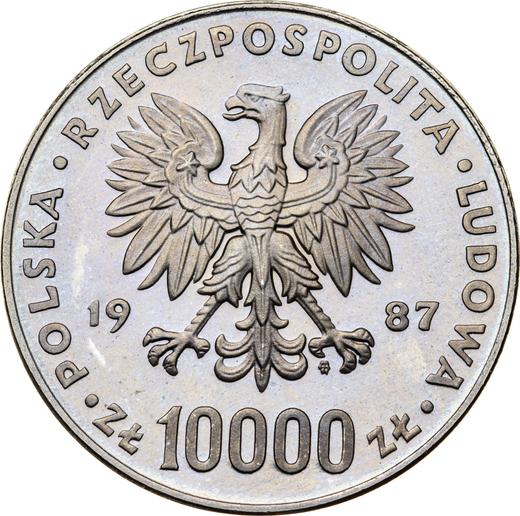 Аверс монеты - Пробные 10000 злотых 1987 года MW SW "Иоанн Павел II" Никель - цена  монеты - Польша, Народная Республика