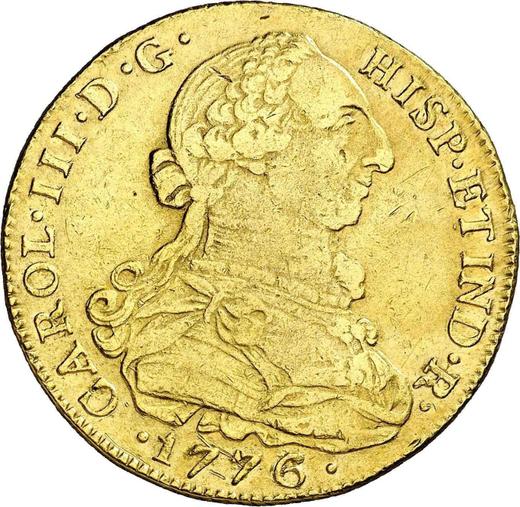 Аверс монеты - 8 эскудо 1776 года NR JJ - цена золотой монеты - Колумбия, Карл III