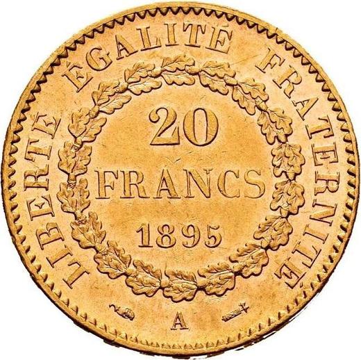 Reverse 20 Francs 1895 A "Type 1871-1898" Paris - France, Third Republic