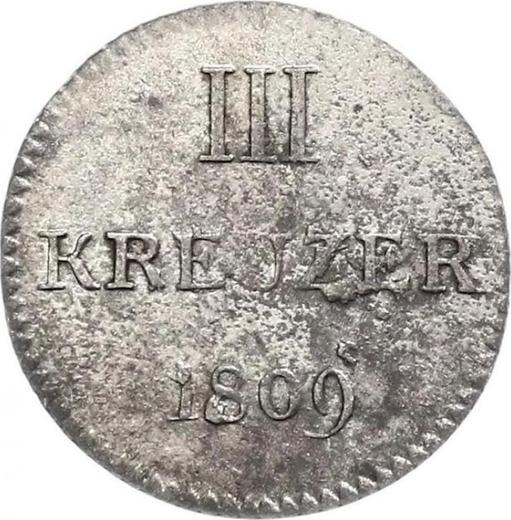 Реверс монеты - 3 крейцера 1809 года G.H. L.M. - цена серебряной монеты - Гессен-Дармштадт, Людвиг I