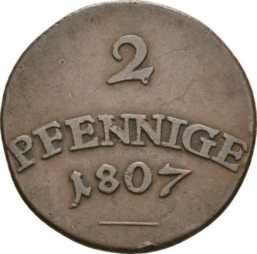Реверс монеты - 2 пфеннига 1807 года - цена  монеты - Саксен-Веймар-Эйзенах, Карл Август