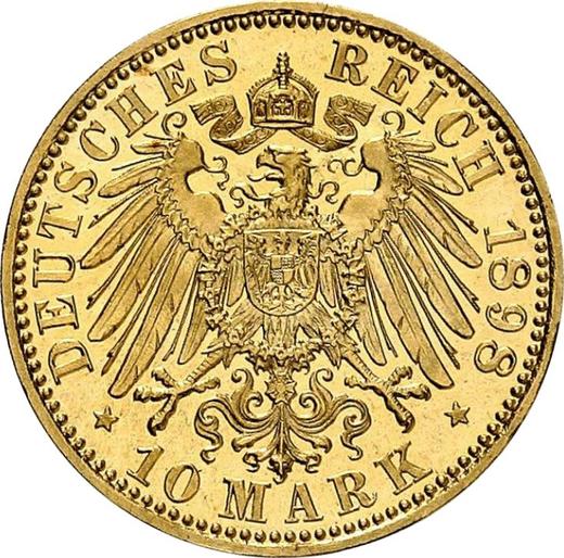 Reverso 10 marcos 1898 A "Schwarzburgo-Rudolstadt" - valor de la moneda de oro - Alemania, Imperio alemán