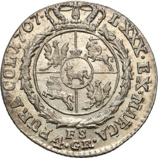 Реверс монеты - Злотовка (4 гроша) 1767 года FS - цена серебряной монеты - Польша, Станислав II Август