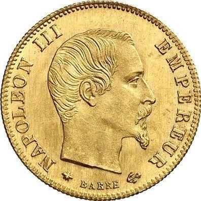 Anverso 5 francos 1860 BB "Tipo 1855-1860" Estrasburgo - valor de la moneda de oro - Francia, Napoleón III Bonaparte