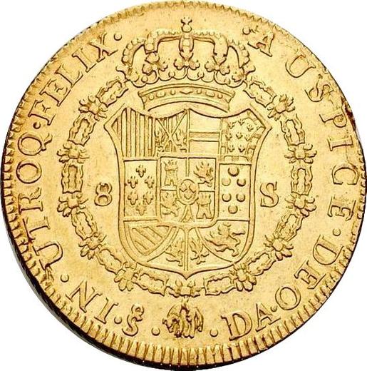 Reverso 8 escudos 1798 So DA - valor de la moneda de oro - Chile, Carlos IV