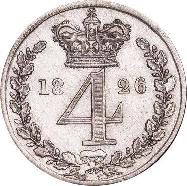 Reverso 4 peniques (Groat) 1826 "Maundy" - valor de la moneda de plata - Gran Bretaña, Jorge IV