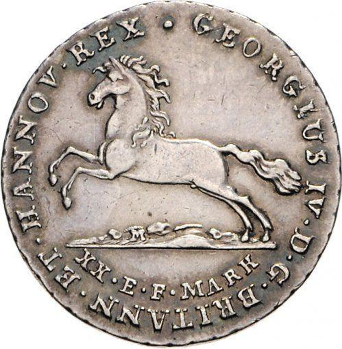 Awers monety - 16 gute groschen 1827 - cena srebrnej monety - Hanower, Jerzy IV