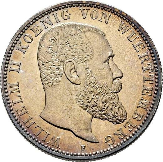 Аверс монеты - 2 марки 1901 года F "Вюртемберг" - цена серебряной монеты - Германия, Германская Империя