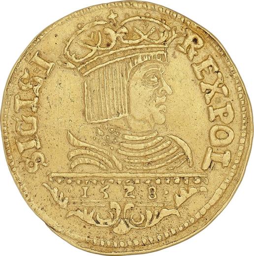 Аверс монеты - Дукат 1528 года CN - цена золотой монеты - Польша, Сигизмунд I Старый