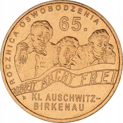 Reverso 2 eslotis 2010 MW RK "65 aniversario de la liberación del KL Auschwitz-Birkenau" - valor de la moneda  - Polonia, República moderna