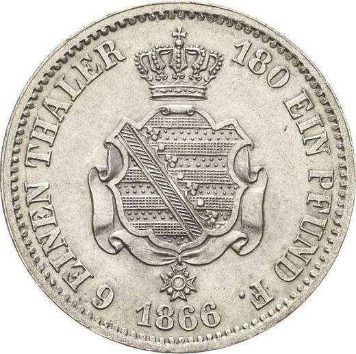 Реверс монеты - 1/6 талера 1866 года B - цена серебряной монеты - Саксония-Альбертина, Иоганн