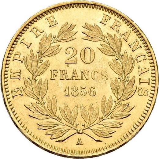 Реверс монеты - 20 франков 1856 года A "Тип 1853-1860" Париж - цена золотой монеты - Франция, Наполеон III