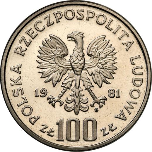 Аверс монеты - Пробные 100 злотых 1981 года MW "Генерал Владислав Сикорский" Никель - цена  монеты - Польша, Народная Республика