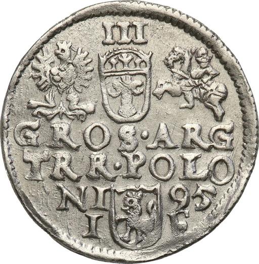 Rewers monety - Trojak 1595 IF "Mennica olkuska" - cena srebrnej monety - Polska, Zygmunt III