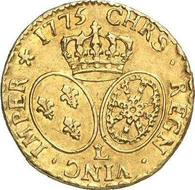 Reverso Louis d'Or 1775 L Bayona - valor de la moneda de oro - Francia, Luis XVI