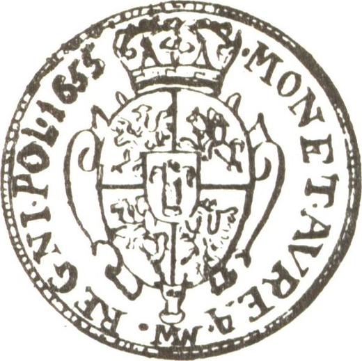 Reverso Ducado 1655 MW "Retrato con guirnalda" - valor de la moneda de oro - Polonia, Juan II Casimiro