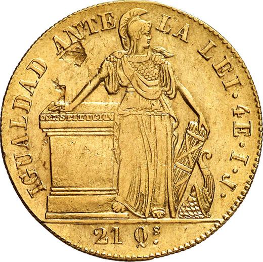 Reverso 4 escudos 1840 So IJ - valor de la moneda de oro - Chile, República
