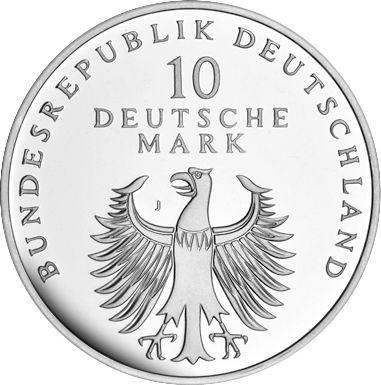 Rewers monety - 10 marek 1998 J "Marka niemiecka" - cena srebrnej monety - Niemcy, RFN