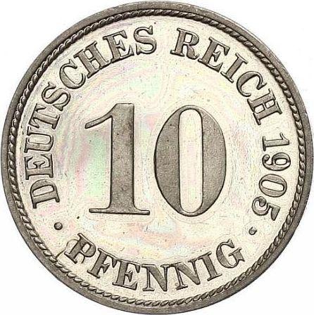 Anverso 10 Pfennige 1905 D "Tipo 1890-1916" - valor de la moneda  - Alemania, Imperio alemán