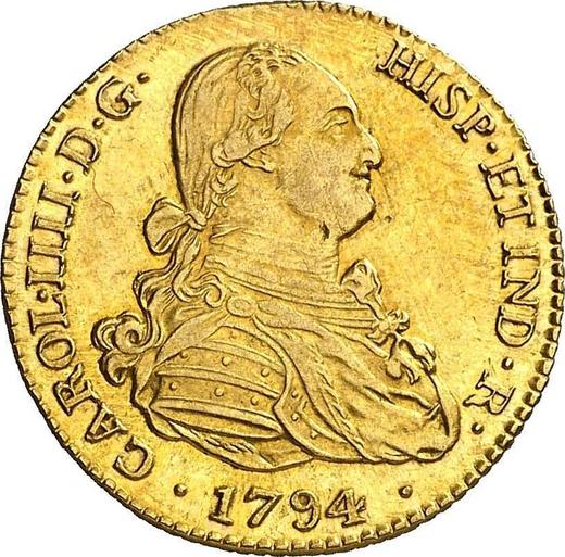 Awers monety - 2 escudo 1794 M M - cena złotej monety - Hiszpania, Karol IV
