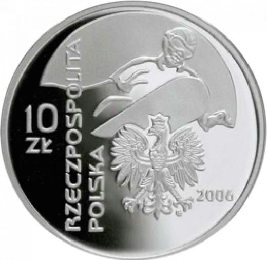 Аверс монеты - 10 злотых 2006 года MW RK "XX зимние Олимпийские игры - Турин 2006" Сноуборд - цена серебряной монеты - Польша, III Республика после деноминации