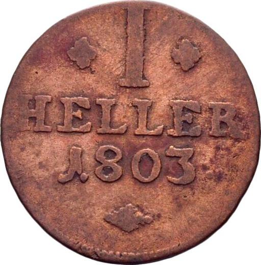 Rewers monety - 1 halerz 1803 - cena  monety - Hesja-Kassel, Wilhelm I