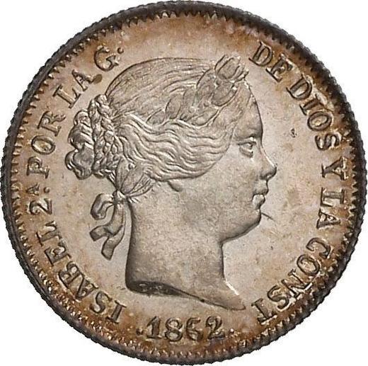 Аверс монеты - 1 реал 1862 года Восьмиконечные звёзды - цена серебряной монеты - Испания, Изабелла II