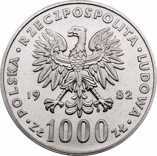 Аверс монеты - Пробные 1000 злотых 1982 года MW SW "Иоанн Павел II" Никель - цена  монеты - Польша, Народная Республика