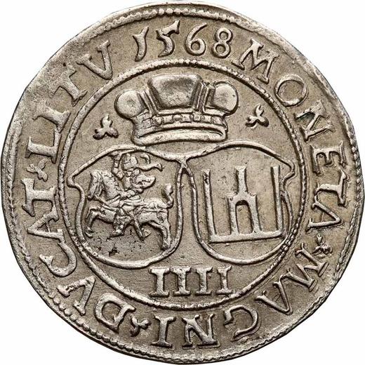 Rewers monety - Czworak (4 grosze) 1568 "Litwa" - cena srebrnej monety - Polska, Zygmunt II August